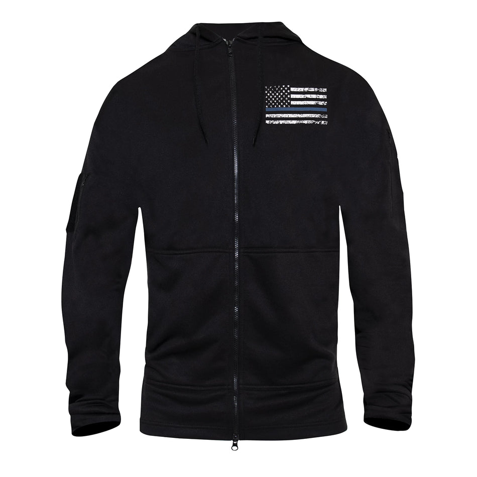 Rothco Thin Blue Line Concealed Carry Zippered Hoodie – Black Tactical CCW Hoodie