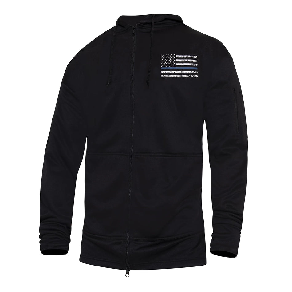 Rothco Thin Blue Line Concealed Carry Zippered Hoodie – Black Tactical CCW Hoodie