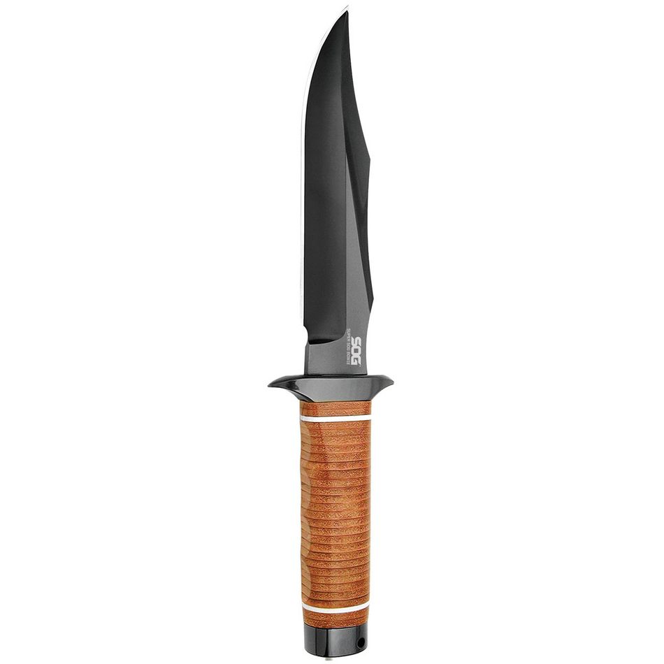 SOG Super SOG Bowie Fixed Blade Knife – Black TiNi