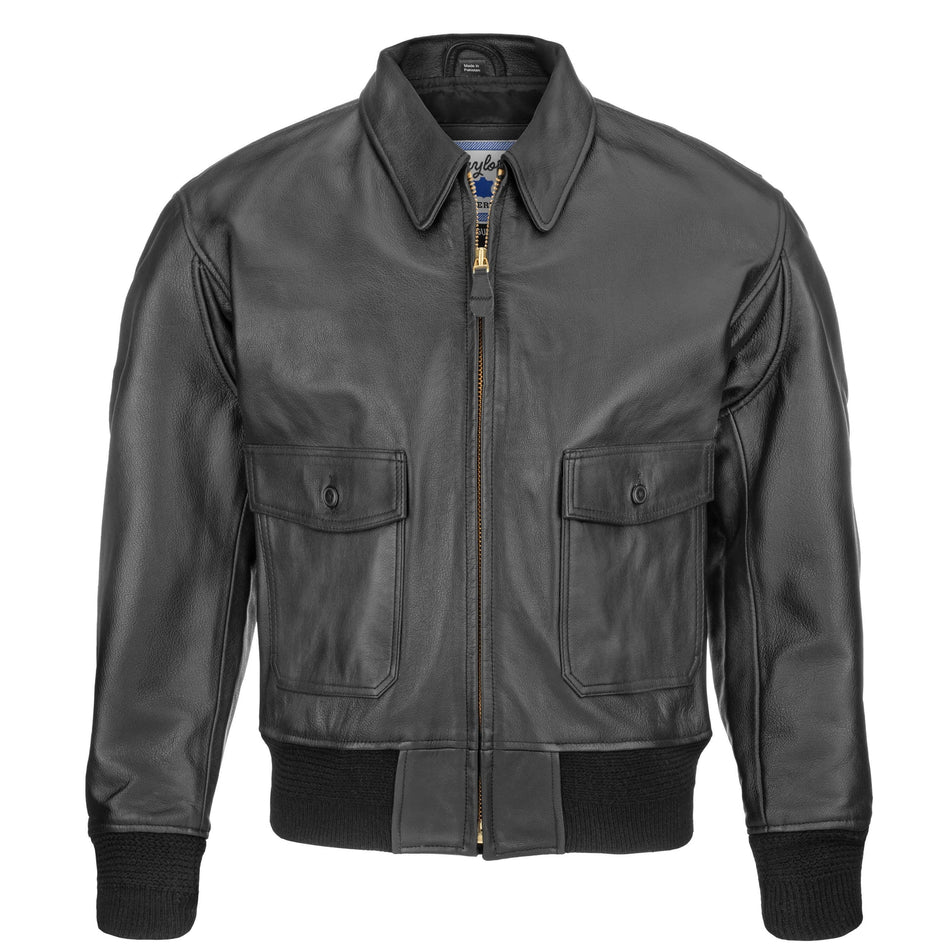 Taylor's Leatherwear ANJ-3 Black Goatskin Leather Bomber Jacket