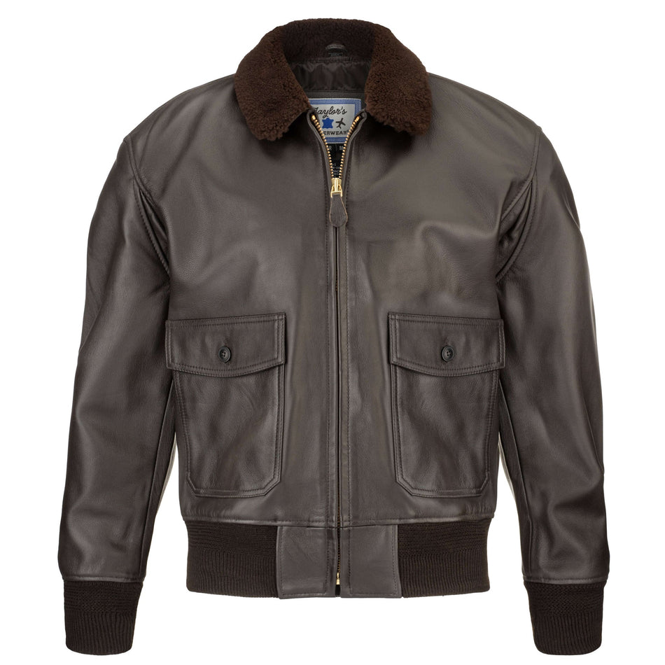 Taylor's Leatherwear G-1 Brown Goatskin Leather Bomber Jacket