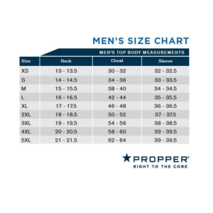 PROPPER Men's Top Body Size Chart