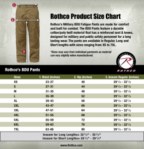 Rothco BDU Pants-Size Chart-21